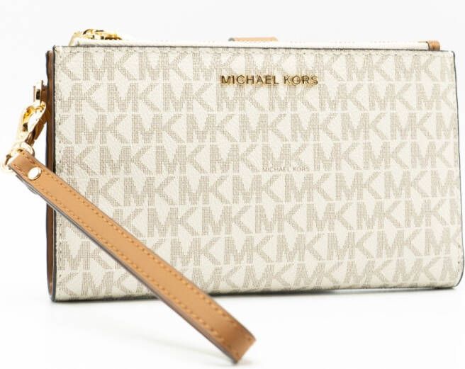 Michael Kors Jet Set Dubbelzip Wristlet vanilla Dames portemonnee