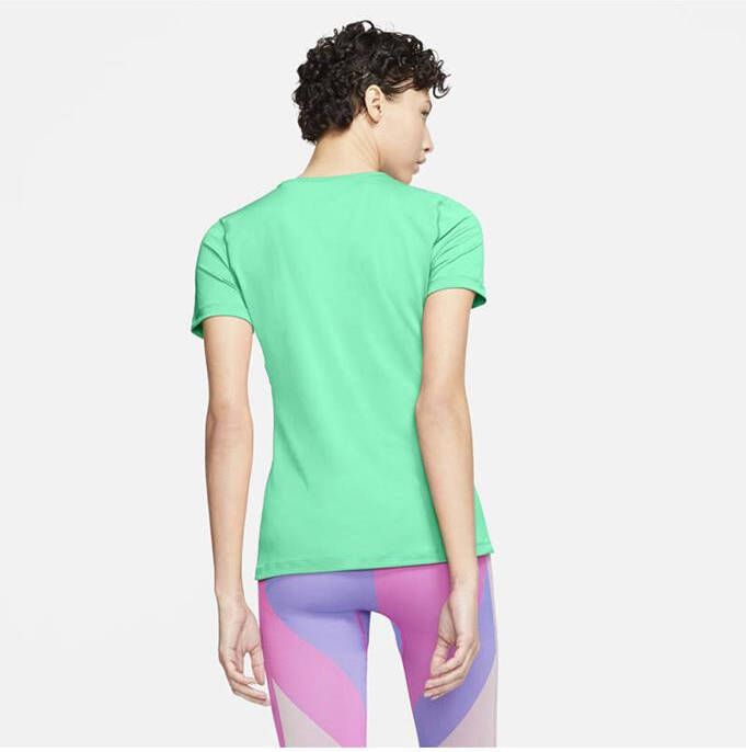 Nike Pro Trainingstop met korte mouwen voor dames Groen