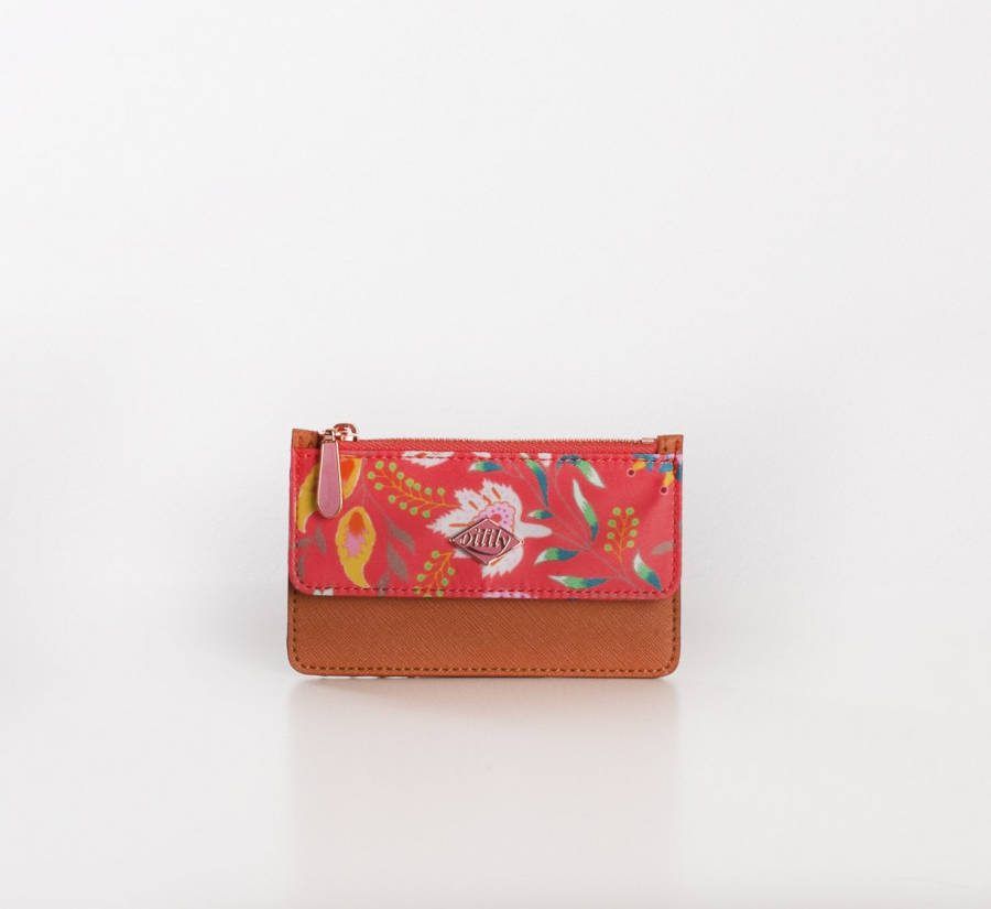 Oilily Flap cit card wallet aqua sits hot coral