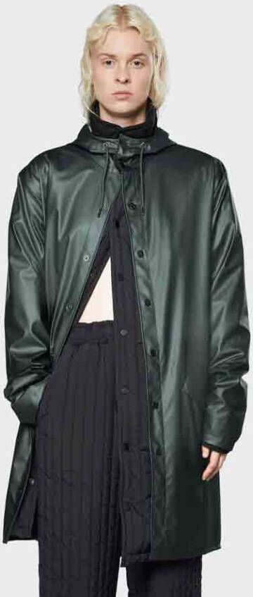 Rains Essentiële lange jas zilveren dennen , Grijs, Unisex