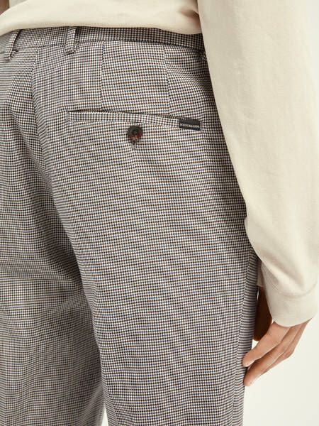 Scotch & Soda Mott slim fit chino met ruitdessin en steekzakken