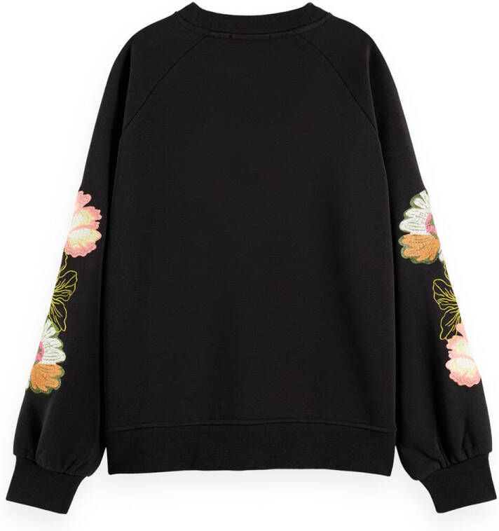 Scotch & Soda Embroidered sleeve raglan sweater black