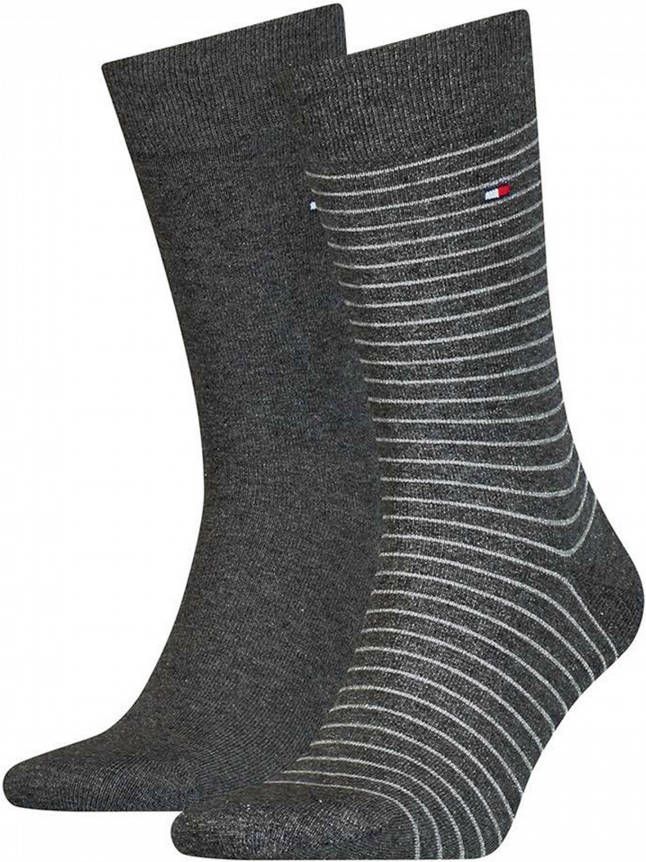 Tommy Hilfiger Sokken Men Small Stripe Sock 2P Grijs
