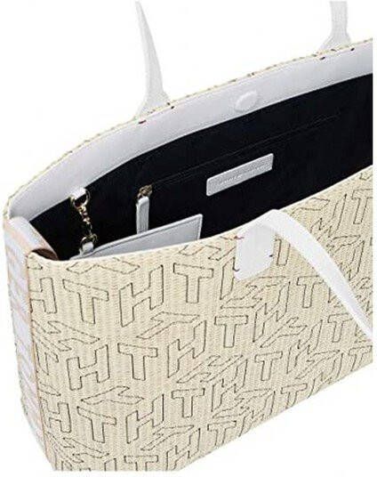 Tommy Hilfiger Iconic shopper van stro met logo en uitneembaar etui