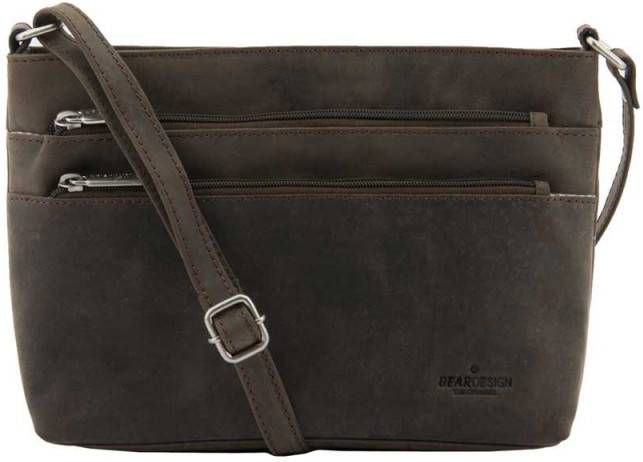 Bear Design Dark Nature Schoudertas Multi Rits brown Damestas