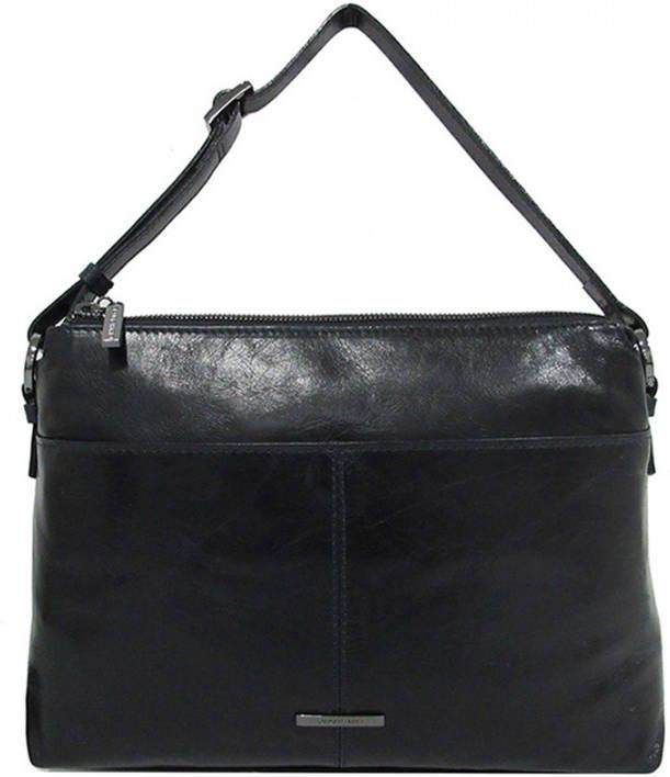 Claudio Ferrici Pelle Vecchia Flat Zipbag Large Schoudertas Navy