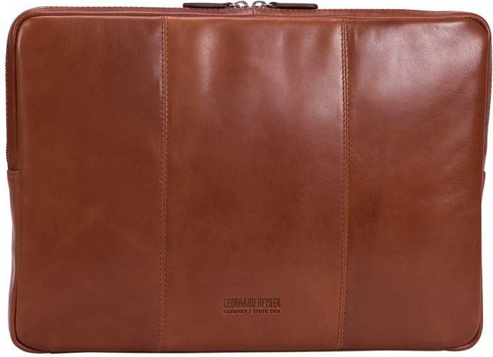 Leonhard Heyden 17 inch leren laptopsleeve Cambridge M cognac