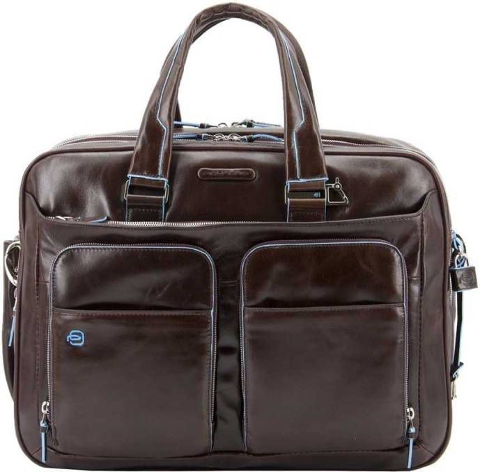 Piquadro Blue Square Expandable Computer Case with iPad/iPad Air Holder brown
