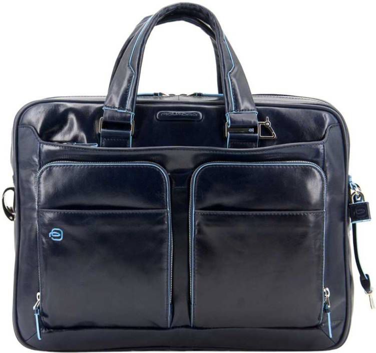 Piquadro Blue Square Portfolio Computer Briefcase 15" with iPad Night Blue