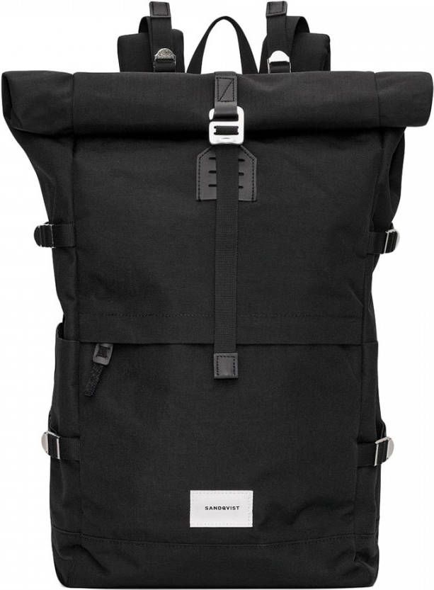 Sandqvist Bernt Backpack black with black leather backpack
