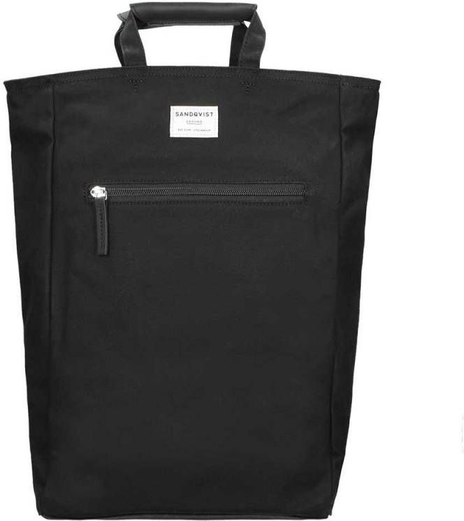 Sandqvist Tony Backpack black with black leather backpack