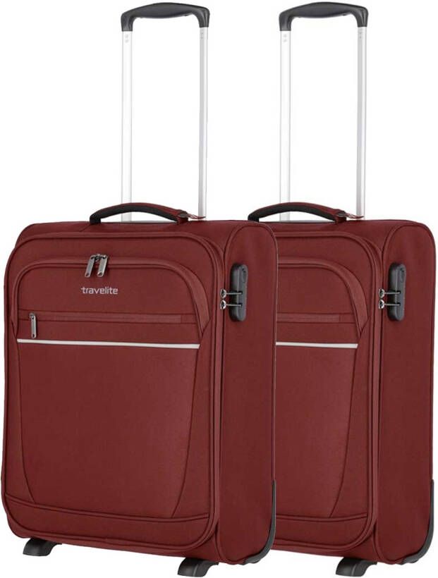 Travelite Cabin 2 Wiel Trolley Set van 2 bordeaux Zachte koffer