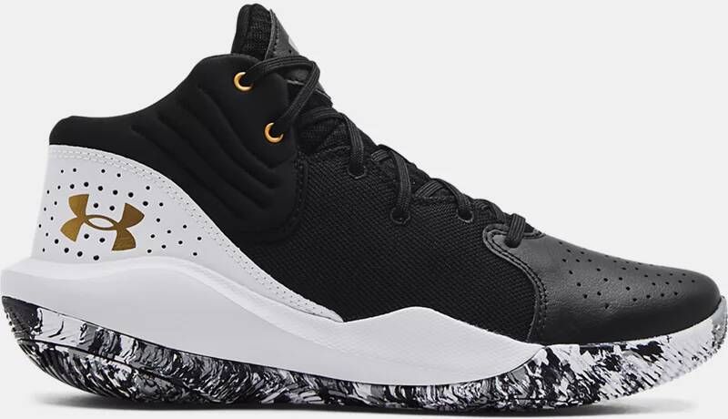 Under Armour Unisex basketbalschoenen Jet '21 Zwart/Wit/Metalen Goud 44.5