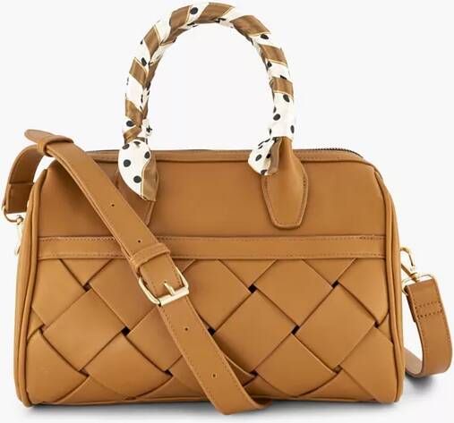 Graceland Camel schoudertas gevlochten