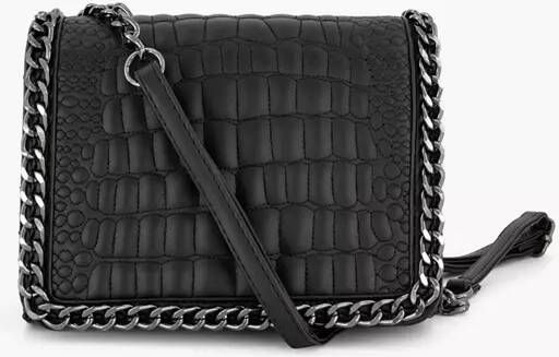 Graceland Zwarte schoudertas slangenprint