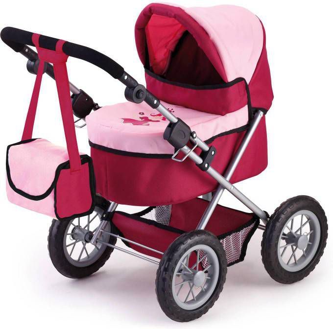 Bayer Poppenwagen Trendy, prinses rood/roze inclusief luiertas