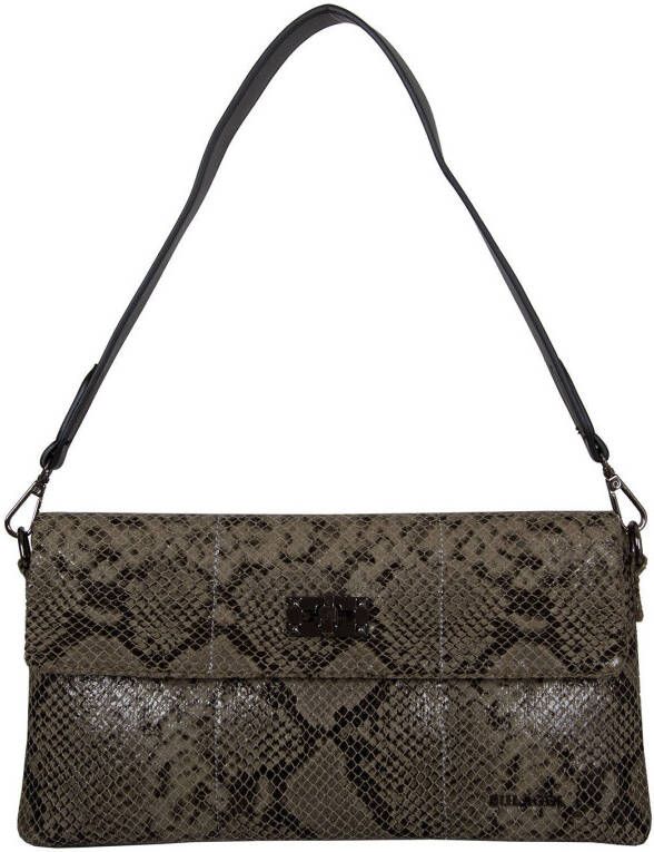 Bulaggi schoudertas Quince met slangenprint antraciet
