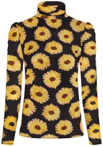 Fabienne Chapot gebloemde top Jane van gerecycled polyester zwart/geel