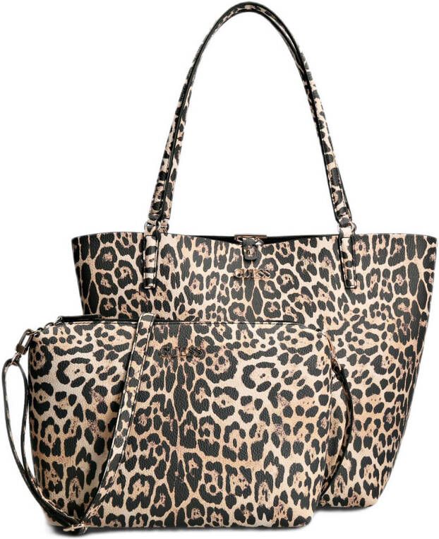 GUESS reversible shopper met luipaardprint zwart