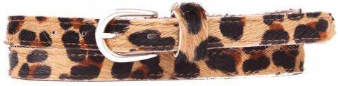 Legend leren riem met panterprint camel