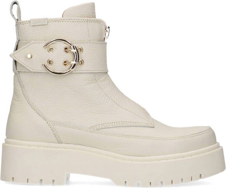 Manfield leren bikerboots off white