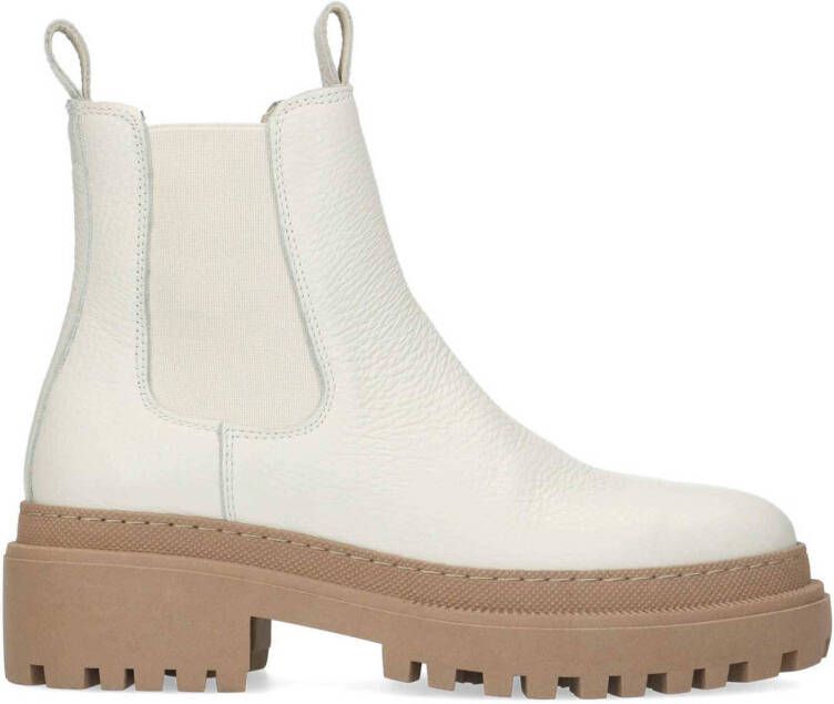 Manfield leren chelsea boots off white