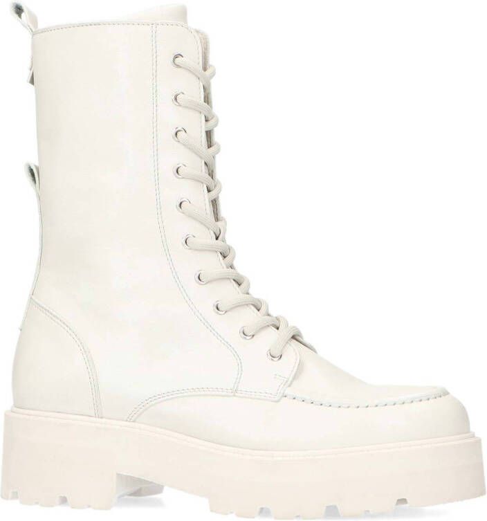 Manfield leren veterboots off white