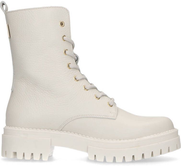 Manfield leren veterboots off white