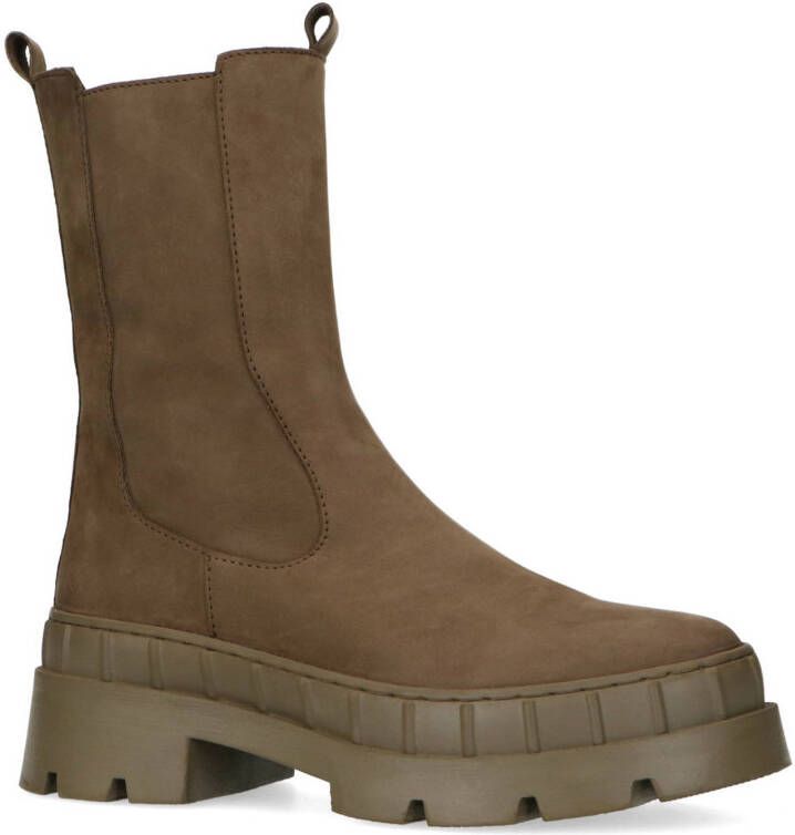 Manfield suède chelsea boots kaki