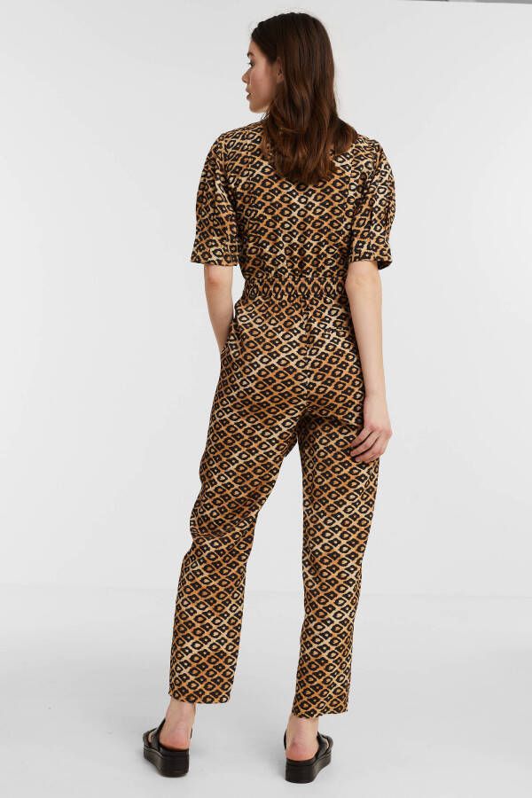 Scotch & Soda jumpsuit met all over print bruin/zwart
