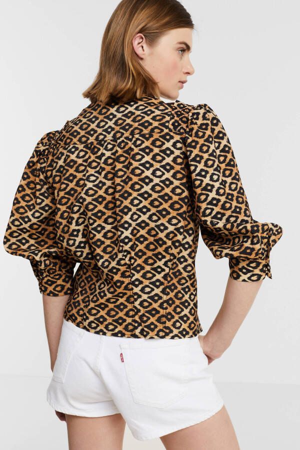 Scotch & Soda top met all over print bruin/zwart