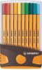Stabilo point 88 fineliner, ColorParade, grijs oranje doos, 20 stuks in geassorteerde kleuren online kopen