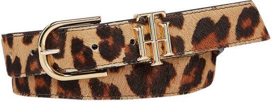 Tommy Hilfiger leren riem met luipaardprint camel