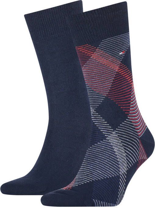 Tommy Hilfiger Sokken Sock 2P Diagonal Stripe Blauw