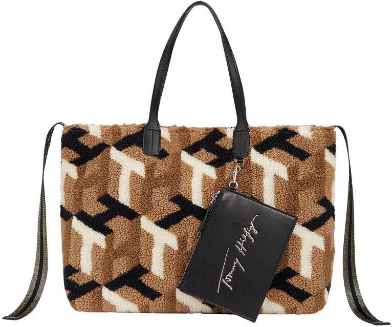 Tommy Hilfiger teddy shopper met all over logoprint bruin