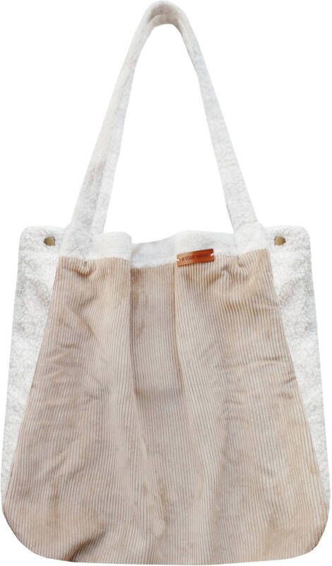 Your Wishes Mommy Tote Bag grote luiertas met rib en teddy taupe/wit