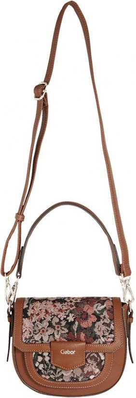 Gabor Schoudertas met bloemendessin Cognac/Multicolor