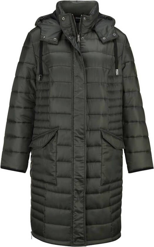 MIAMODA Doorgestikte jas met afneembare capuchon Flessengroen