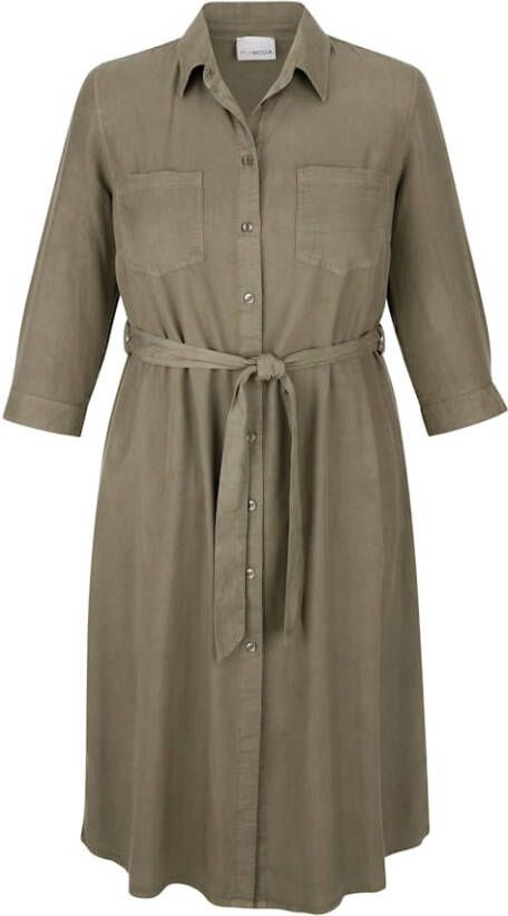 MIAMODA Jurk met bindceintuur Kaki