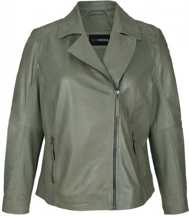 MIAMODA Leren jas van zacht lamsnappa Salie