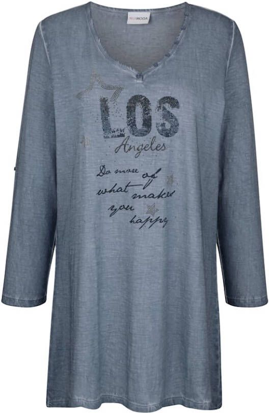MIAMODA Longshirt met puntige zoom Rookblauw