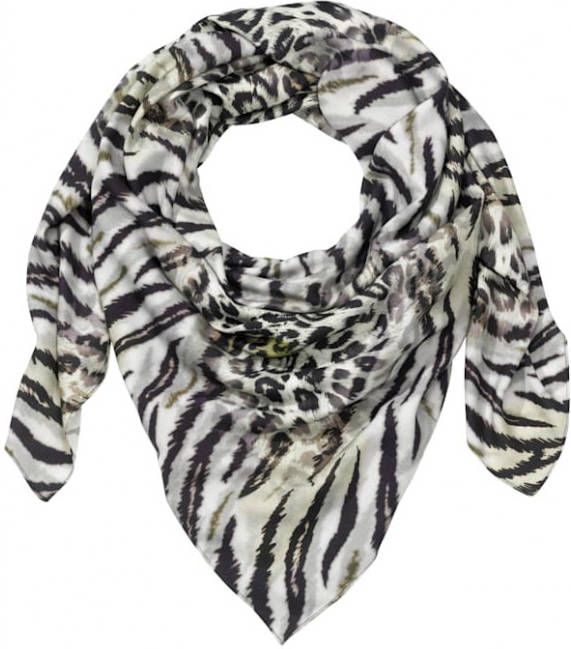 MIAMODA Sjaaltje van zuivere viscose Kaki/Zwart