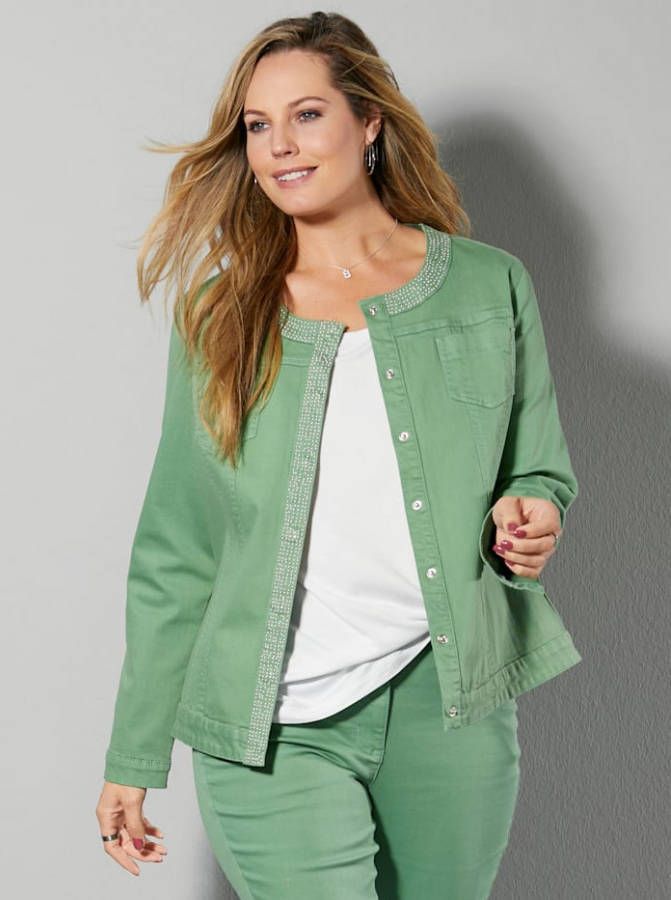MIAMODA Spijkerjasje met duurzaam geteeld katoen Lindegroen
